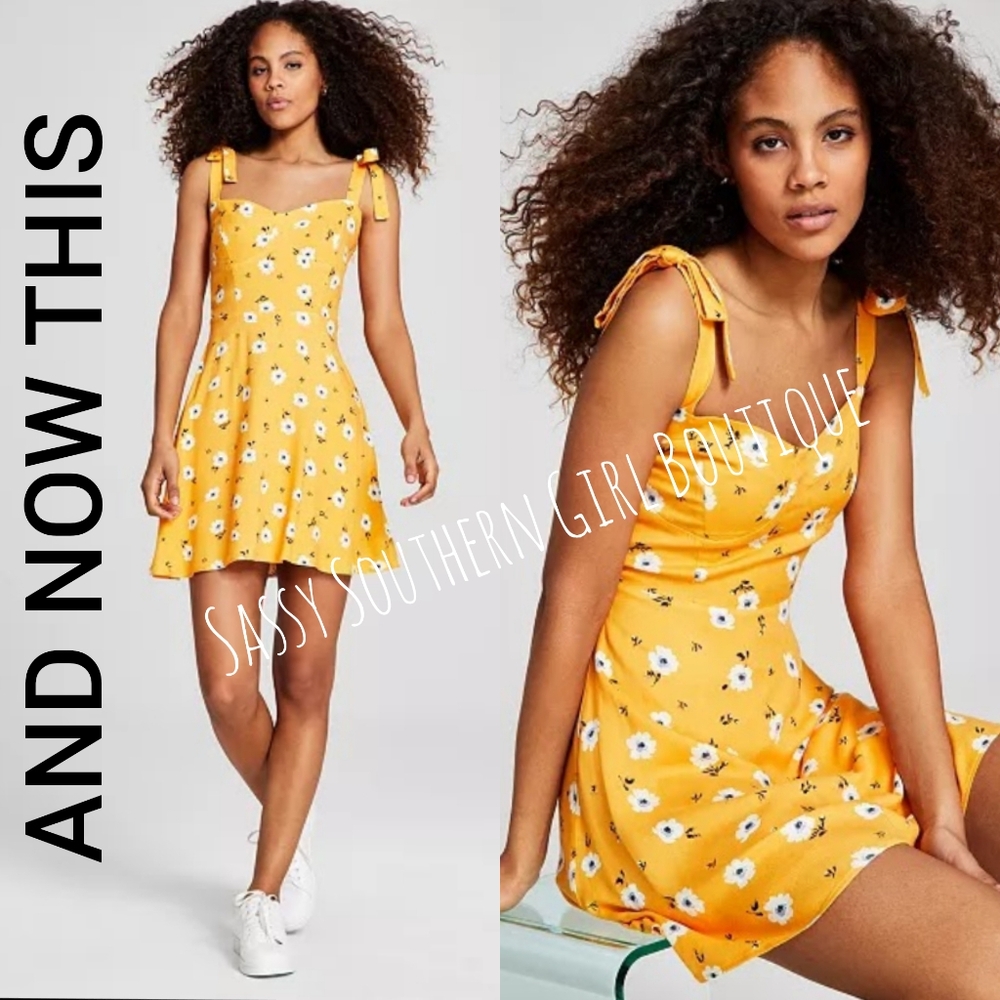 🆕⭐ AND NOW THIS yellow floral sun dress